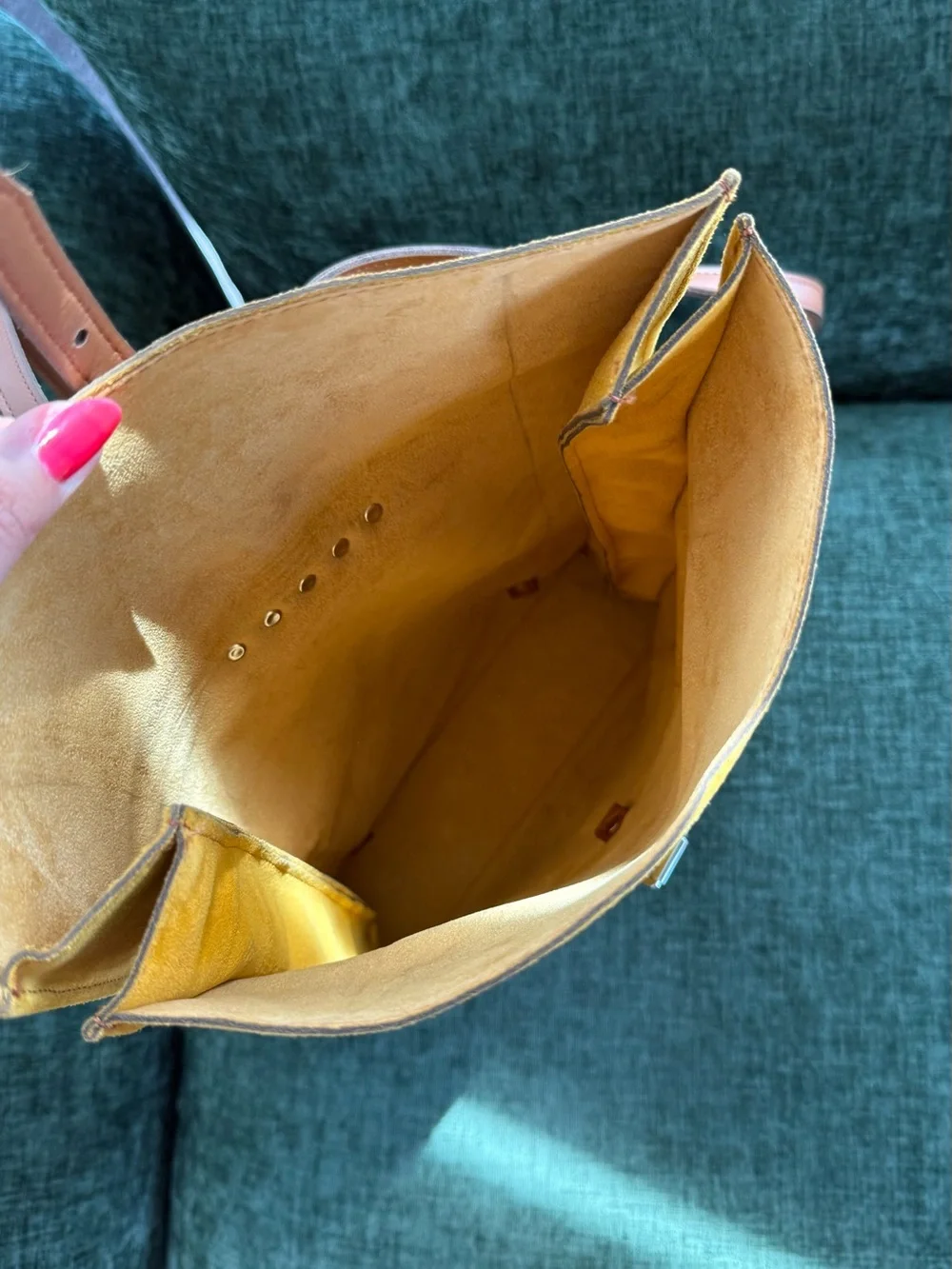 Dallaiti Mustard Suede Backpack with Brown Leather Trim
